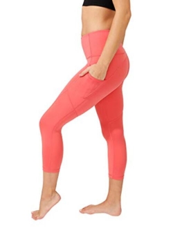 Yogalicious High Waist Tummy Control Leggings Squat Proof Yoga Capri with Side Pockets for Women