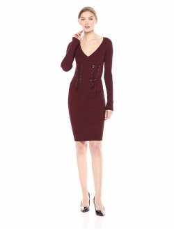 Women's Long Sleeve Glitz Ring Sweater Dress