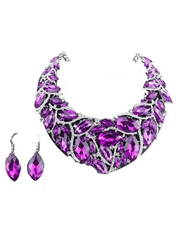 African Beads Jewelry Sets Women Bridal Crystal Statement Necklace Earring Jewelry Sets