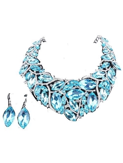 African Beads Jewelry Sets Women Bridal Crystal Statement Necklace Earring Jewelry Sets