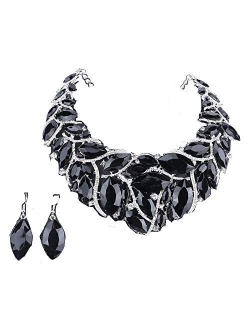 African Beads Jewelry Sets Women Bridal Crystal Statement Necklace Earring Jewelry Sets