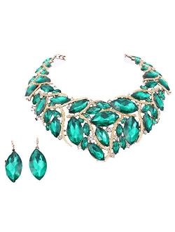 African Beads Jewelry Sets Women Bridal Crystal Statement Necklace Earring Jewelry Sets