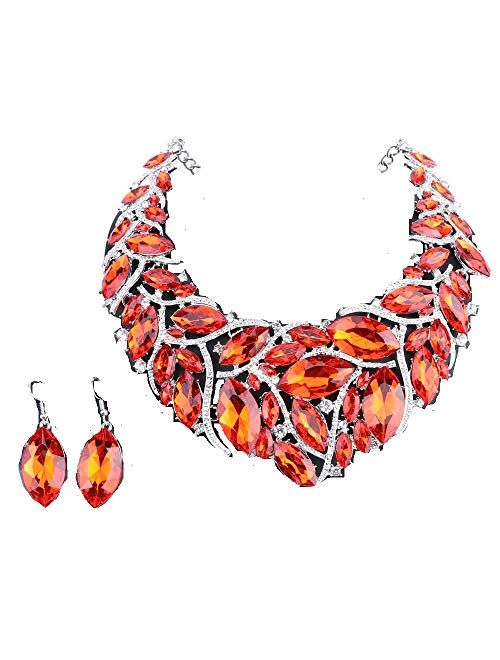 African Beads Jewelry Sets Women Bridal Crystal Statement Necklace Earring Jewelry Sets