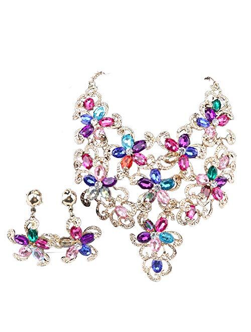 African Beads Jewelry Sets Women Bridal Crystal Statement Necklace Earring Jewelry Sets