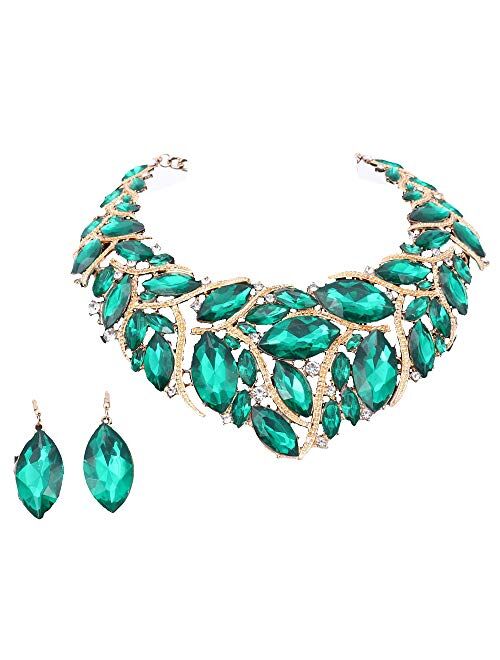 African Beads Jewelry Sets Women Bridal Crystal Statement Necklace Earring Jewelry Sets