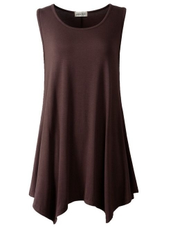 LARACE Women Plus Size Solid Basic Flowy Tank Tops Summer Sleeveless Tunic