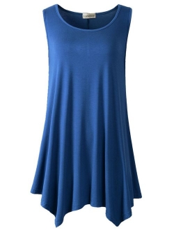 LARACE Women Plus Size Solid Basic Flowy Tank Tops Summer Sleeveless Tunic