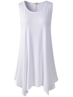 LARACE Women Plus Size Solid Basic Flowy Tank Tops Summer Sleeveless Tunic