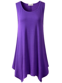 LARACE Women Plus Size Solid Basic Flowy Tank Tops Summer Sleeveless Tunic