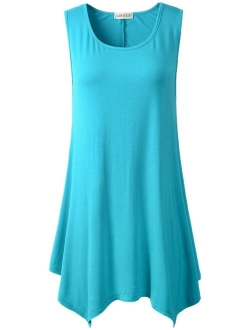 LARACE Women Plus Size Solid Basic Flowy Tank Tops Summer Sleeveless Tunic