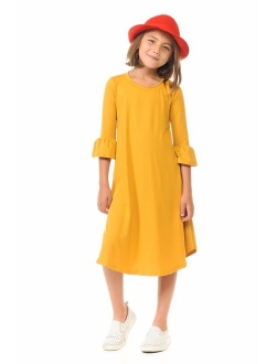 Pastel by Vivienne Honey Vanilla Girls' Bell Sleeve Trapeze Dress with Easy Removable Label