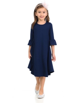 Pastel by Vivienne Honey Vanilla Girls' Bell Sleeve Trapeze Dress with Easy Removable Label