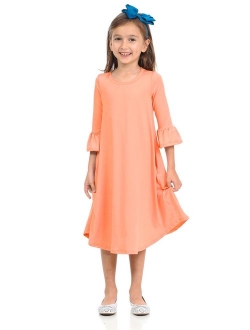 Pastel by Vivienne Honey Vanilla Girls' Bell Sleeve Trapeze Dress with Easy Removable Label