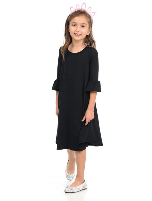 Pastel by Vivienne Honey Vanilla Girls' Bell Sleeve Trapeze Dress with Easy Removable Label