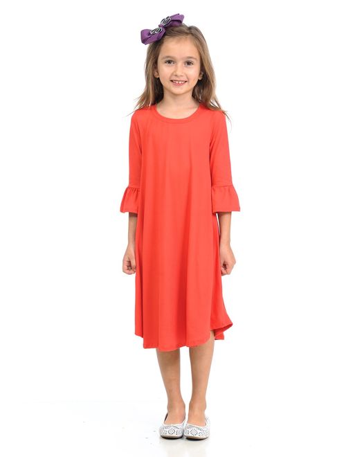 Pastel by Vivienne Honey Vanilla Girls' Bell Sleeve Trapeze Dress with Easy Removable Label