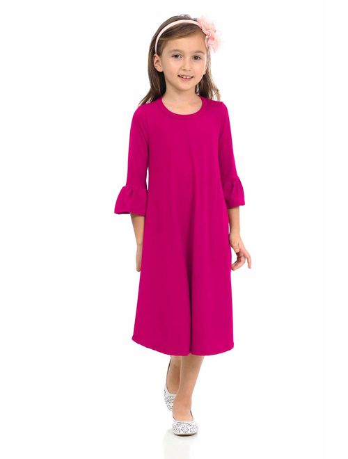 Pastel by Vivienne Honey Vanilla Girls' Bell Sleeve Trapeze Dress with Easy Removable Label