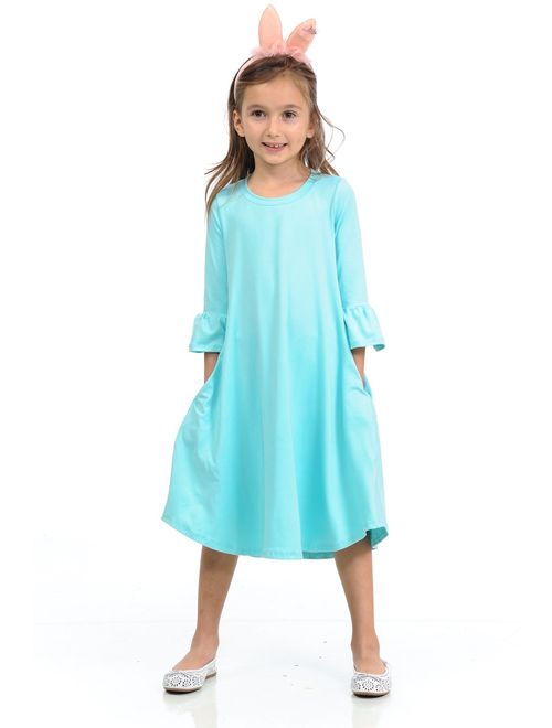 Pastel by Vivienne Honey Vanilla Girls' Bell Sleeve Trapeze Dress with Easy Removable Label