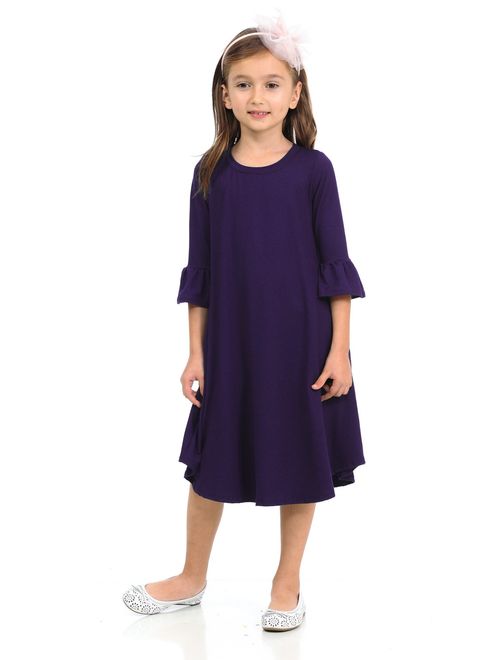 Pastel by Vivienne Honey Vanilla Girls' Bell Sleeve Trapeze Dress with Easy Removable Label