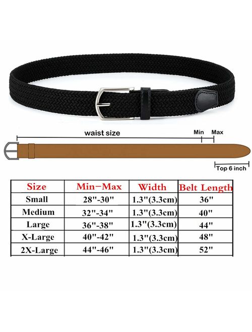 Braided Canvas Woven Elastic Stretch Belts for Men/Women/Junior with Multicolored