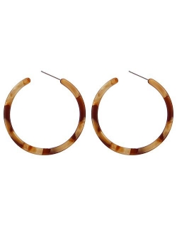 BaubleStar Tortoise Shell Resin Hoop Earrings Fashion Jewelry