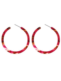 BaubleStar Tortoise Shell Resin Hoop Earrings Fashion Jewelry