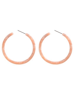 BaubleStar Tortoise Shell Resin Hoop Earrings Fashion Jewelry