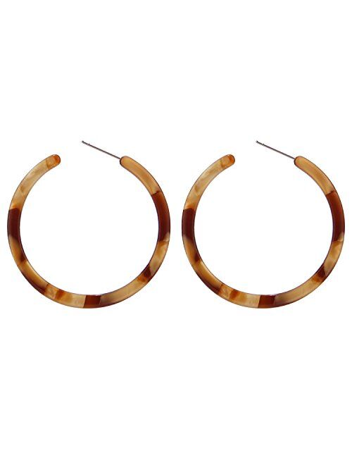 BaubleStar Tortoise Shell Resin Hoop Earrings Fashion Jewelry