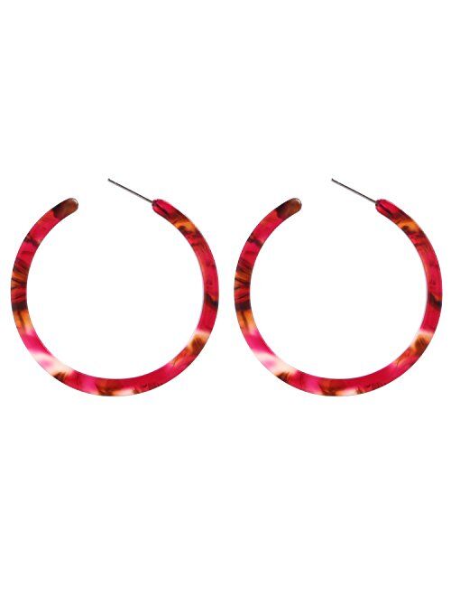 BaubleStar Tortoise Shell Resin Hoop Earrings Fashion Jewelry