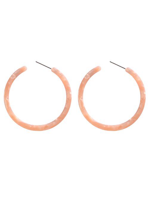 BaubleStar Tortoise Shell Resin Hoop Earrings Fashion Jewelry