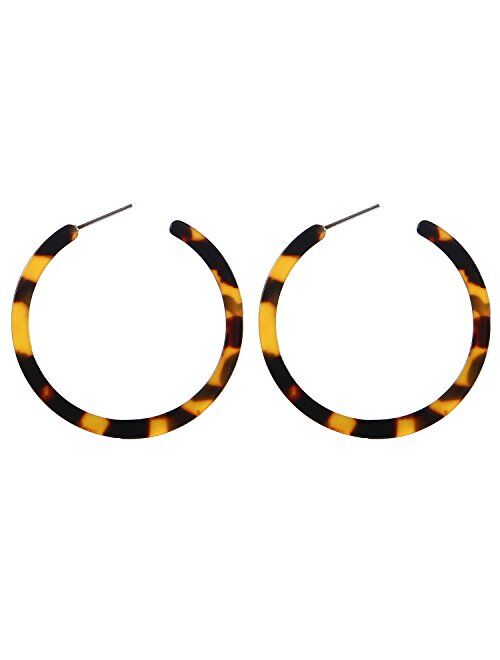 BaubleStar Tortoise Shell Resin Hoop Earrings Fashion Jewelry