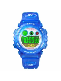 Kids Digital Sport Watch for Boys Girls, Kid Waterproof Electronic Multi Function Casual Outdoor Watches, 7 Colorful LED Luminous Alarm Stopwatch Wristwatch