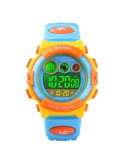 Kids Digital Sport Watch for Boys Girls, Kid Waterproof Electronic Multi Function Casual Outdoor Watches, 7 Colorful LED Luminous Alarm Stopwatch Wristwatch