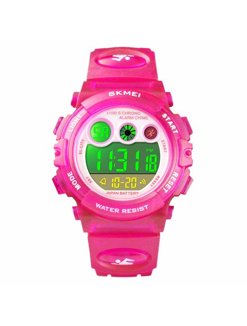 Kids Digital Sport Watch for Boys Girls, Kid Waterproof Electronic Multi Function Casual Outdoor Watches, 7 Colorful LED Luminous Alarm Stopwatch Wristwatch