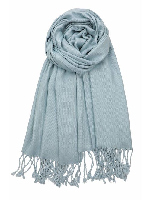 Achillea Large Soft Silky Pashmina Shawl Wrap Scarf in Solid Colors