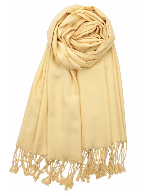 Achillea Large Soft Silky Pashmina Shawl Wrap Scarf in Solid Colors