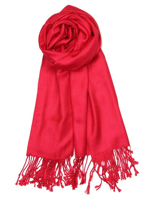 Achillea Large Soft Silky Pashmina Shawl Wrap Scarf in Solid Colors