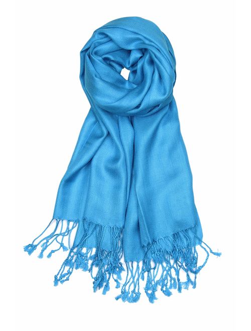 Achillea Large Soft Silky Pashmina Shawl Wrap Scarf in Solid Colors