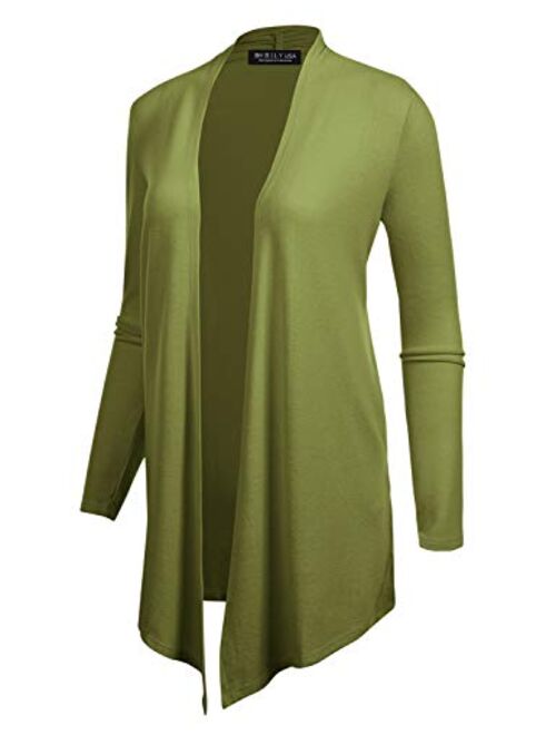 BH B.I.L.Y USA Women's Open Front Drape Hem Lightweight Cardigan