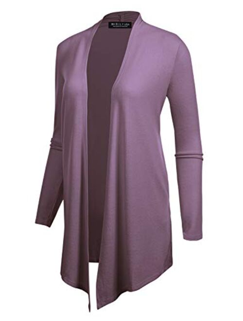 BH B.I.L.Y USA Women's Open Front Drape Hem Lightweight Cardigan