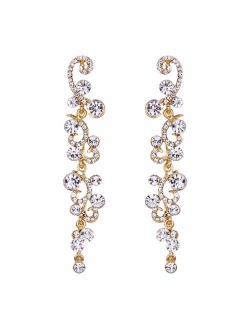 EVER FAITH Bridal Flower Wave Austrian Crystal Dangle Earrings