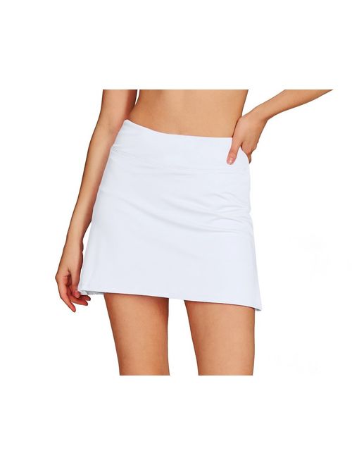 Cityoung Women's Casual Pleated Tennis Golf Skirt with Underneath Shorts Running Skorts