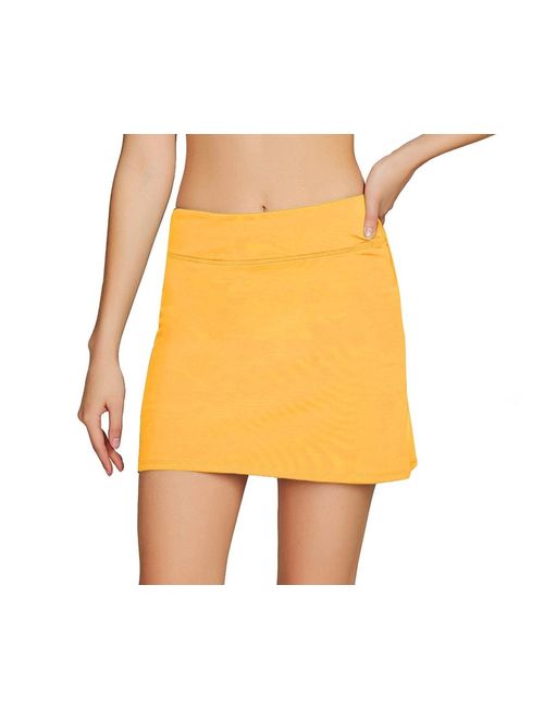 Cityoung Women's Casual Pleated Tennis Golf Skirt with Underneath Shorts Running Skorts