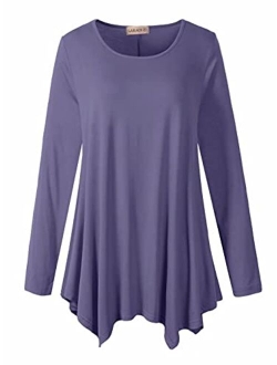 LARACE Womens Long Sleeve Flattering Comfy Tunic Loose Fit Flowy Top