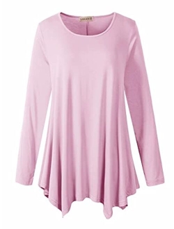 LARACE Womens Long Sleeve Flattering Comfy Tunic Loose Fit Flowy Top