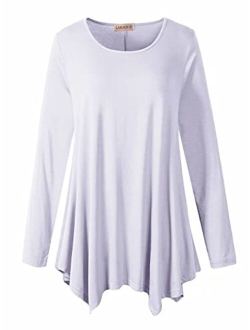 LARACE Womens Long Sleeve Flattering Comfy Tunic Loose Fit Flowy Top