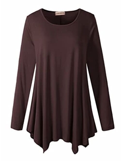 LARACE Womens Long Sleeve Flattering Comfy Tunic Loose Fit Flowy Top