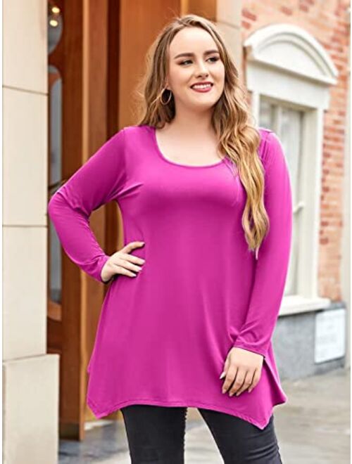 LARACE Womens Long Sleeve Flattering Comfy Tunic Loose Fit Flowy Top