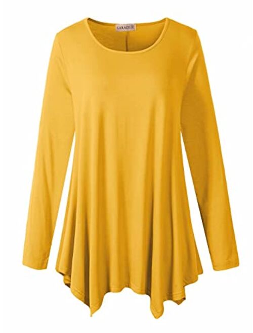 LARACE Womens Long Sleeve Flattering Comfy Tunic Loose Fit Flowy Top