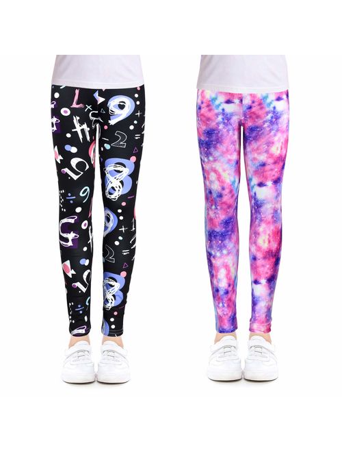 slaixiu Printing Flower Girl Leggings Kids Classic Pants 4-13Y