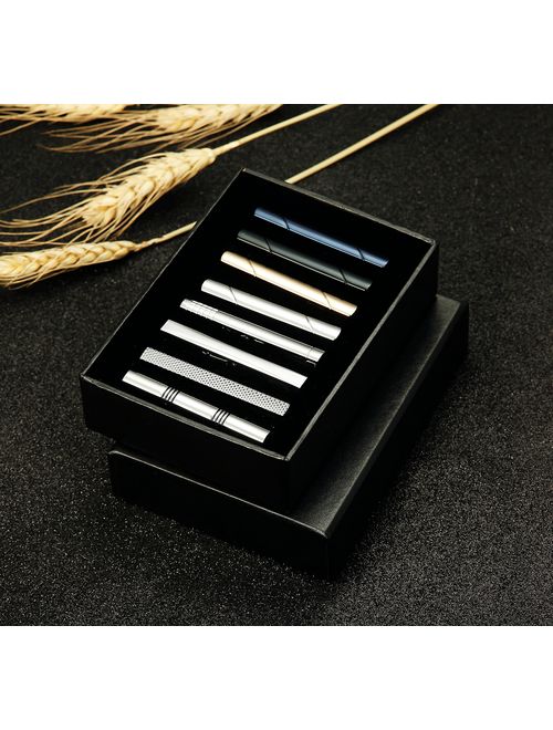 Jstyle 8 Pcs Tie Clips Set for Men Tie Bar Clip Set for Regular Ties Necktie Wedding Business Clips with Box A